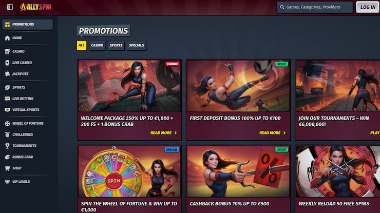 Featured promos on Allyspin, a top online gambling Canada option.